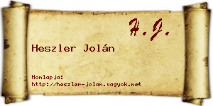 Heszler Jolán névjegykártya