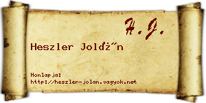 Heszler Jolán névjegykártya